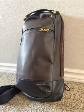 Master-Piece Dark Brown Leather Sling Bag for Men